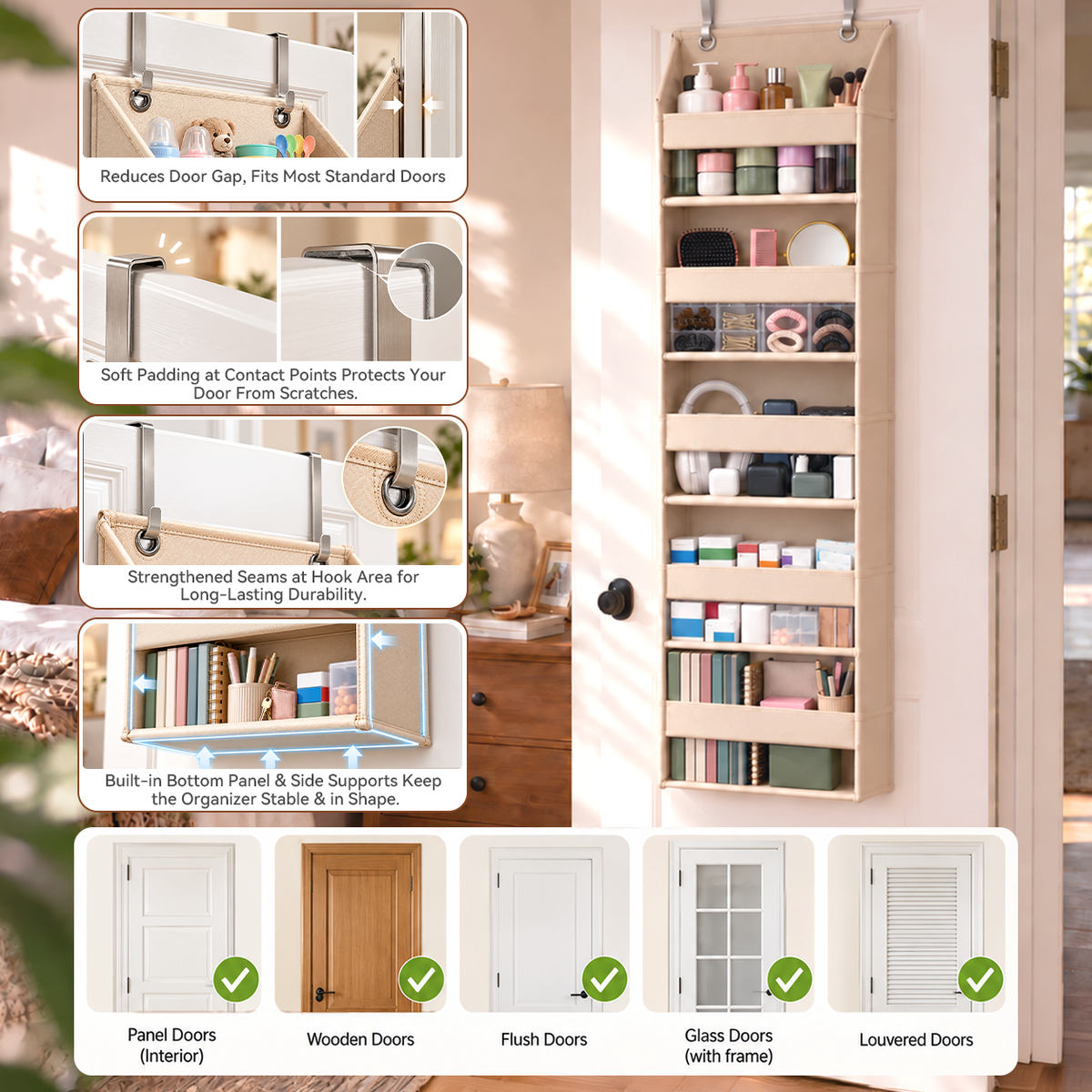 TODAY'S SPECIAL OFFER | Over the Door Organizer with Pockets for Bedroom, Bathroom, Pantry & Closet Storage，6-Tier