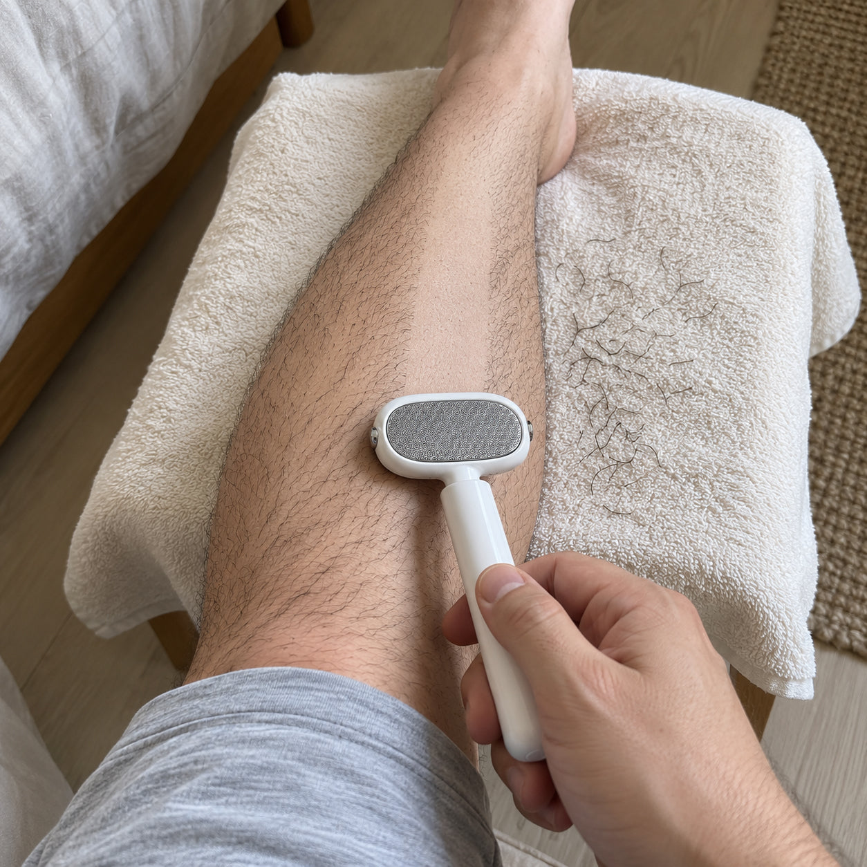 Celyvon tool used to remove visible leg hair