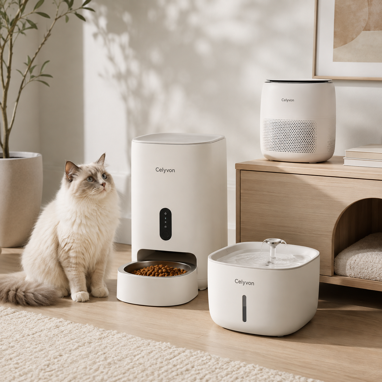 Celyvon smart pet care products in a modern home